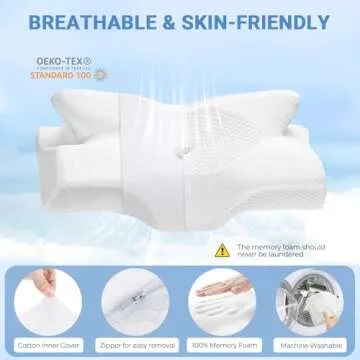 Elviros Cervical Memory Foam Pillows for Neck and Shoulder Pain, Ergonomic Orthopedic Sleeping Support Pillow for Side Sleepers, Back and Stomach Sleepers (Blue-S)