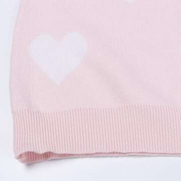 shermie Women's Cute Heart Knitted Sweater Long Sleeve Crew Neck Loose Casual Pullover Sweaters Pink 1 X-Large