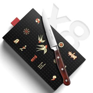 Emojoy Steak Knives, Steak Knife Set of 8, Highly Resistant and Durable German Stainless Steel Serrated Steak Knives with Gift Box