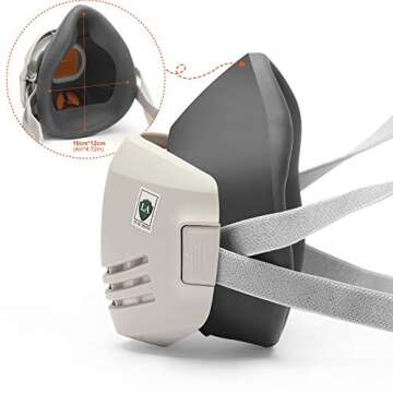 RANKSING Respirator Mask with Filters to Against Dust Gases Fumes Asbestos Organic Vapors Chemicals ...