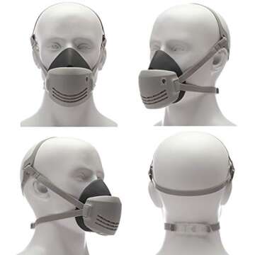 RANKSING Respirator Mask with Filters to Against Dust Gases Fumes Asbestos Organic Vapors Chemicals while Painting Spraying Sanding Welding Construct and Work Portable Protection PPE