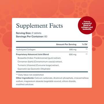 Youtheory Joint Collagen Advanced - Collagen Supplement - Joint Support & Health - Collagen for Bones and Joints for Women & Men - with Boswellia Extract, Turmeric & Quercetin - 120 Tablets