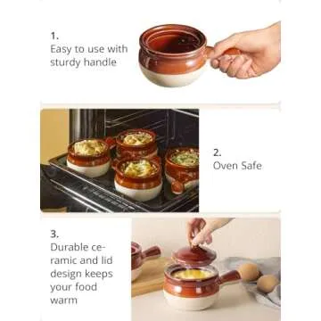 LIFVER French Onion Soup Bowls Set of 4 - Durable & Stylish