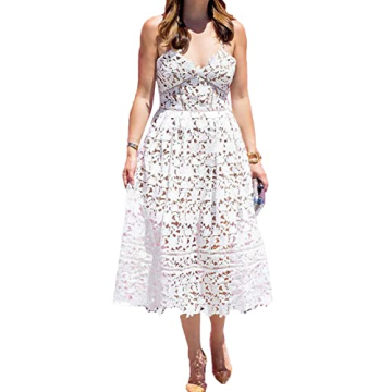 AlvaQ Elegant Women's Lace Midi Dress for Summer Events