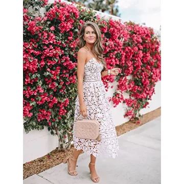 AlvaQ Elegant Women's Lace Midi Dress for Summer Events