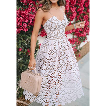 AlvaQ Elegant Women's Lace Midi Dress for Summer Events