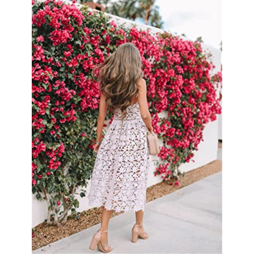 AlvaQ Elegant Women's Lace Midi Dress for Summer Events