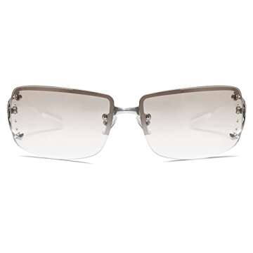 VANLINKER Rimless Frameless Rectangle Sunglasses for Women Stylish Y2k Shades White Metal Frame