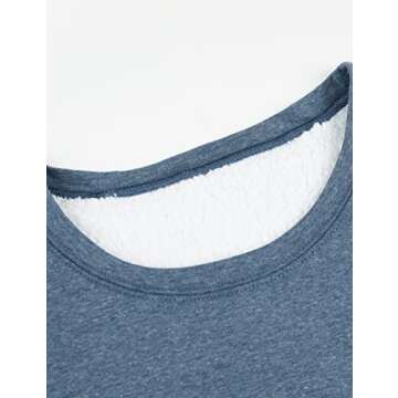 Yeokou Women Warm Sherpa Lined Fleece Crewneck Sport Sweatshirt Pullover Loungewear（Blue-M）