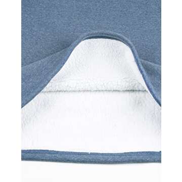 Yeokou Women Warm Sherpa Lined Fleece Crewneck Sport Sweatshirt Pullover Loungewear（Blue-M）