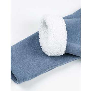 Yeokou Women Warm Sherpa Lined Fleece Crewneck Sport Sweatshirt Pullover Loungewear（Blue-M）