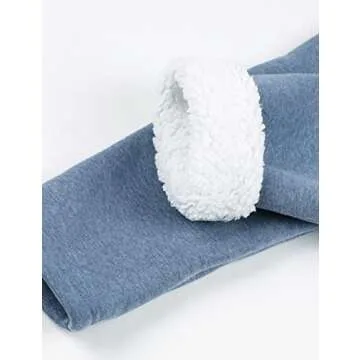 Yeokou Women Warm Sherpa Lined Fleece Crewneck Sport Sweatshirt Pullover Loungewear（Blue-M）