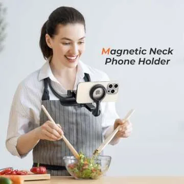 Magnetic Neck Phone Holder, Neck Mount for Phone, Hand Free Phone Neck Holder Chest Stand POV/Vlog Video Recording & Filming, Neck Tripod for iPhone 16 15 14 13 12 Seires, Grey