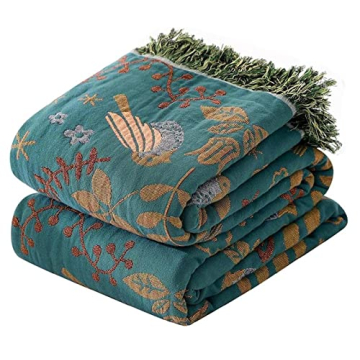 MSGKV Boho Throw Blanket 100% Cotton Blankets for Bed Couch 60''x80'', Soft Fall Blanket Travel Blan...