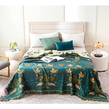 MSGKV Boho Cotton Throw Blanket for Cozy Comfort