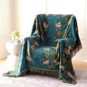 MSGKV Boho Cotton Throw Blanket for Cozy Comfort