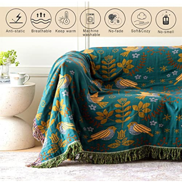 MSGKV Boho Cotton Throw Blanket for Cozy Comfort
