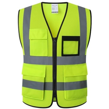 JKSafety Reflective Safety Vest for Men Women With 8 Pockets Hi Vis Work Construction Vest High visi...