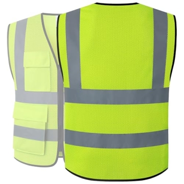 JKSafety Hi-Vis Reflective Safety Vest with 9 Pockets