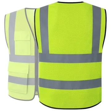 JKSafety Hi-Vis Reflective Safety Vest with 9 Pockets