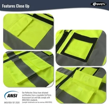 JKSafety Hi-Vis Reflective Safety Vest with 9 Pockets
