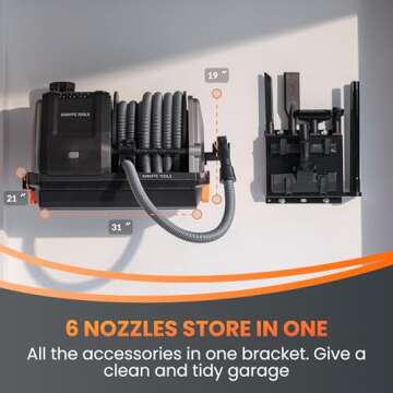 Giraffe Tools Grandstorm Retractable Vacuum Cleaner Wall-Mounted, Shop Wet Dry Vacuum Cleaner with 6 Nozzles for Car Detailing Remote Control, Grey