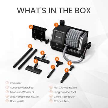 Giraffe Tools Grandstorm Retractable Vacuum Cleaner Wall-Mounted, Shop Wet Dry Vacuum Cleaner with 6 Nozzles for Car Detailing Remote Control, Grey