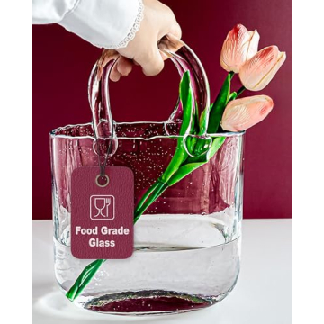 OLEEK Purse Vase - Unique Handmade Glass Flower Vase for Centerpieces