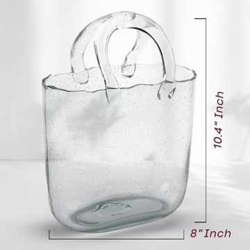 OLEEK Handmade Clear Glass Purse Vase for Flowers