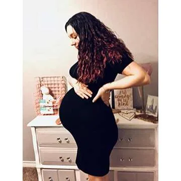 Liu & Qu Women's Maternity Bodycon Ruched Side Dress Casual Short Sleeve Dress for Daily Wearing Or ...
