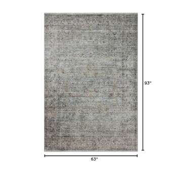 Loloi Jean Stoffer Katherine Collection KES-01 Ocean/Gold Area Rug 5'-3'' x 7'-9'' - Elegant Home De...