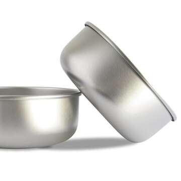 Basis Pet Made in The USA Stainless Steel Dog Bowl, Large (8 Cups), 2 Pack