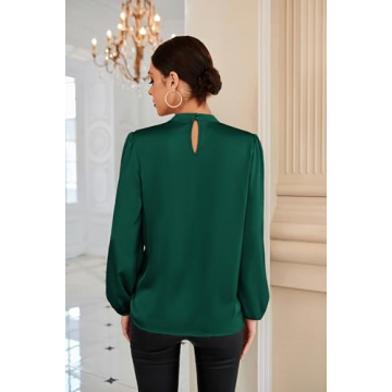 Grace Karin Long Sleeve Elegant Women Blouse Dark Green