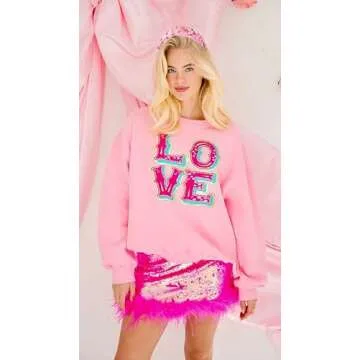 Valentine’s Day Headband for Women Love XOXO Heart Headbands Jeweled Conversation Heart Knotted Headband Pink Red Rhinestone Crystal Top Knot Headband Valentine’s Day Accessories Gifts (Pink Set 1)