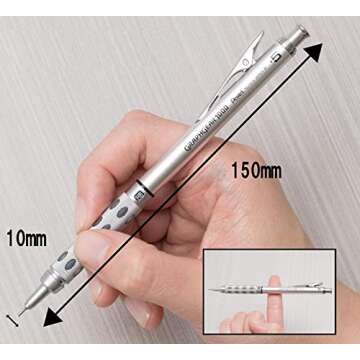 Pentel GraphGear 1000 Automatic Mechanical Drafting Pencil 0.5 mm - Includes Lead Refills & Eraser - Chiseled Metallic Grip with Soft Pads