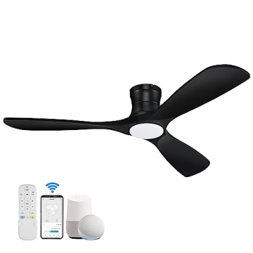 52” Smart Wood Ceiling Fan with Lights & Alexa Control - Modern Black