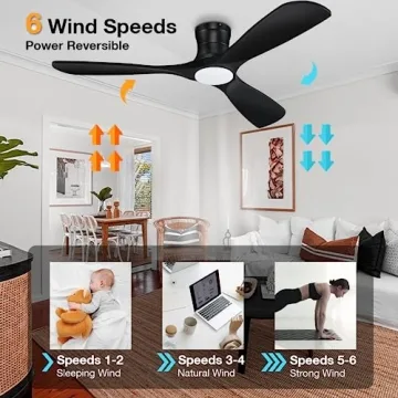 Smart Wood Ceiling Fan with Alexa Control and Dimmable Lights
