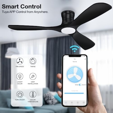 Smart Wood Ceiling Fan with Alexa Control and Dimmable Lights