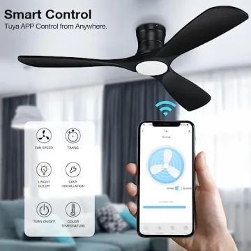 Smart Wood Ceiling Fan with Alexa Control and Dimmable Lights