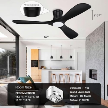 Smart Wood Ceiling Fan with Alexa Control and Dimmable Lights