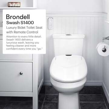 Brondell Bidet Toilet Seat S1400, Smart Toilet Seat, Dual Stainless-Steel, Self-Cleaning Nozzle With...