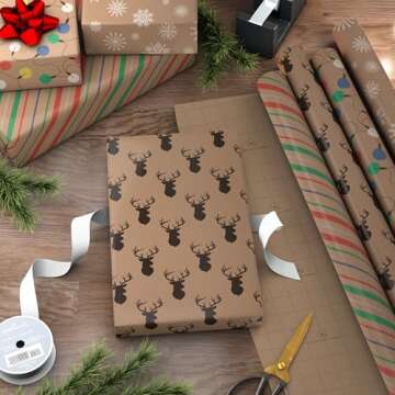 Hallmark Recyclable Christmas Wrapping Paper for Kids with Cut Lines on Reverse (4 Rolls: 88 sq. ft....