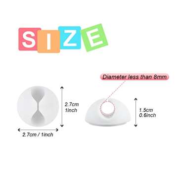Shintop Cable Clips, 6 Pack White Cord Holder Cable Management Wire Organizer for Organizing Desk Ni...