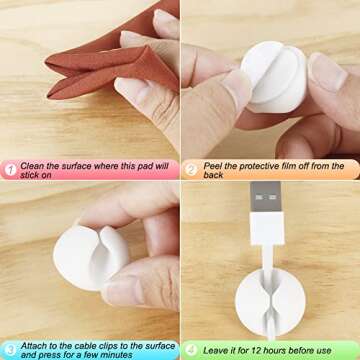 Shintop Cable Clips, 6 Pack White Cord Holder Cable Management Wire Organizer for Organizing Desk Nightstand Car Phone Charger