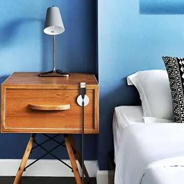 Shintop Cable Clips, 6 Pack White Cord Holder Cable Management Wire Organizer for Organizing Desk Nightstand Car Phone Charger