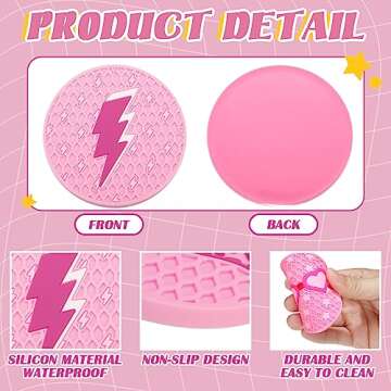 Lallisa 8 Pcs Preppy Car Coasters Pink Car Accessories for Woman Smile Face Leopard Cup Holder Preppy Drink Coaster Anti Slip Heat Resistant Cup Mat for Auto Home Office Table 2.8''(Silicone)