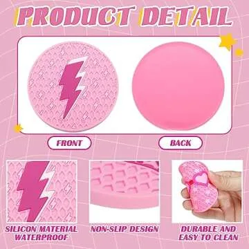 Lallisa 8 Pcs Preppy Car Coasters Pink Car Accessories for Woman Smile Face Leopard Cup Holder Preppy Drink Coaster Anti Slip Heat Resistant Cup Mat for Auto Home Office Table 2.8''(Silicone)