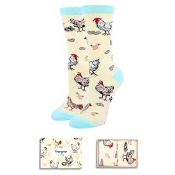 HAPPYPOP Funny Gifts for Farmers Chicken Lover Gifts Rooster Gifts Owners, Novelty Farm Chicken Sock...