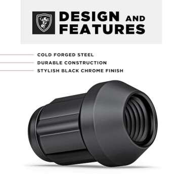 White Knight Lug Nuts for Car Wheels - Matte Black Set 40700SMBT