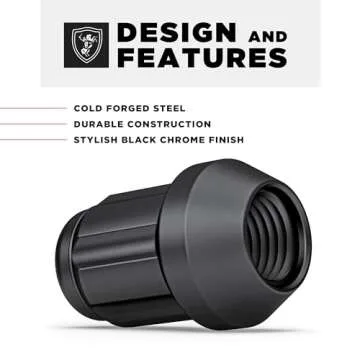 White Knight Lug Nuts for Car Wheels - Matte Black Set 40700SMBT